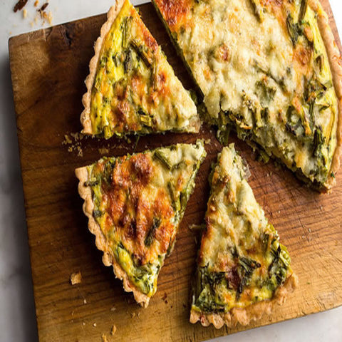 New! Grilled Asparagus and Scallion Quiche with green salad