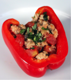 Pepper stuffed with ground turkey and tomatoes